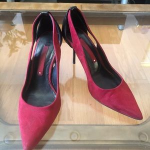 Zara Women Stilettos in Red Suede Size 6.5